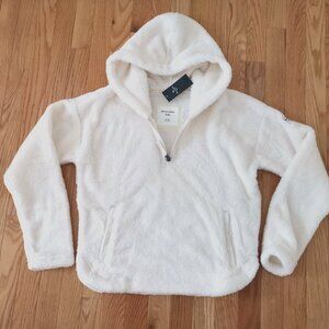 NWT Abercrombie Girl cozy quarter-zip hoodie Sherpa Fleece Cream Soft 15/16